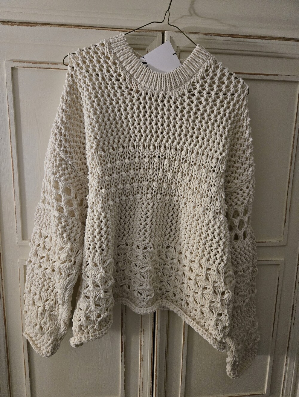 Women's Cream Crochet Open-Knit Sweater NWT Size S